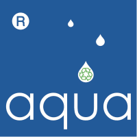Animiertes Logo der aqua-Technik mit fallenden Wassertropfen